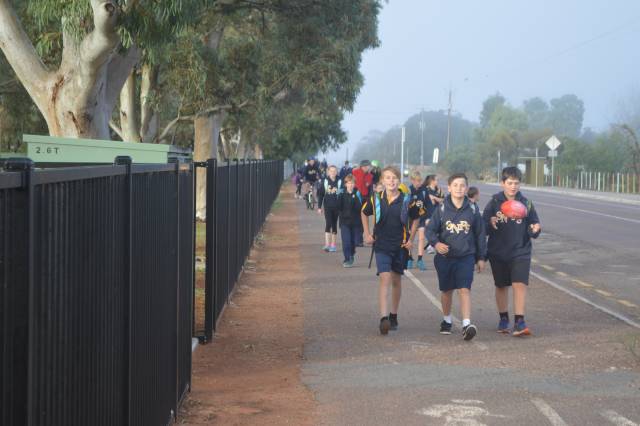 Kids walk safely to school