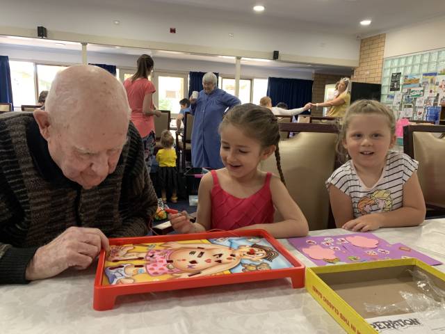 Special playdate at the old folks home