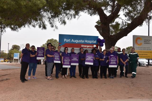 Nurses and midwives rally outside Port Augusta Hospital