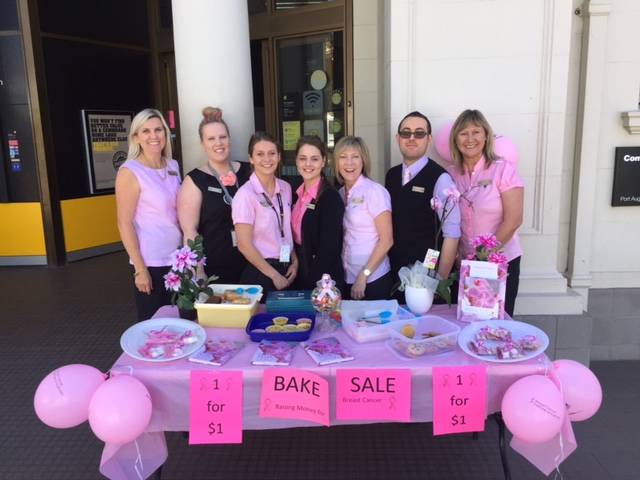 Bank staff fundraising for Breast Cancer