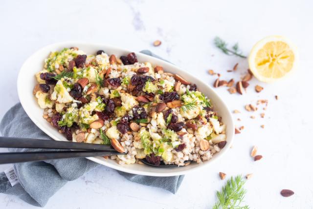 Cooking … Pearl barley, pine nut and almond salad