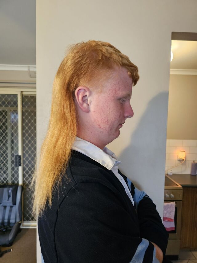 Shaving a mullet for a good cause